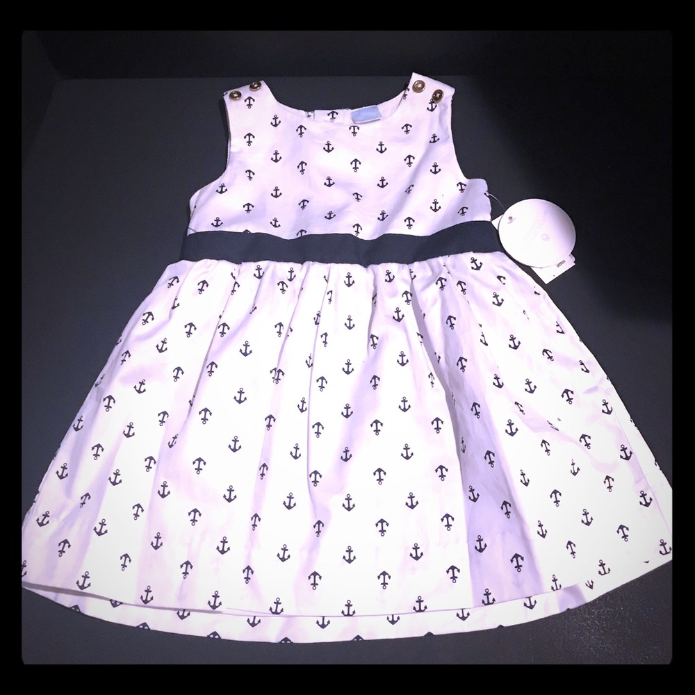 NWT White and Navy Nautical Dress-Toddler